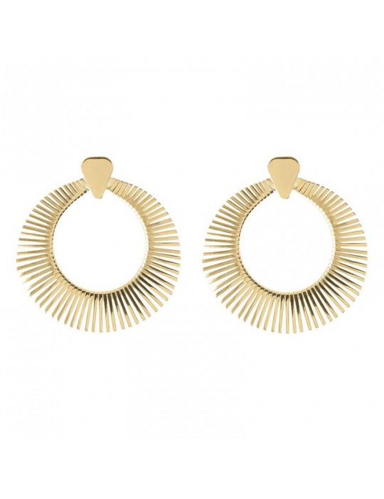 Etruscan - Ithaca Gold Cleopatra Pendant Earrings with Graduated Circle - 0