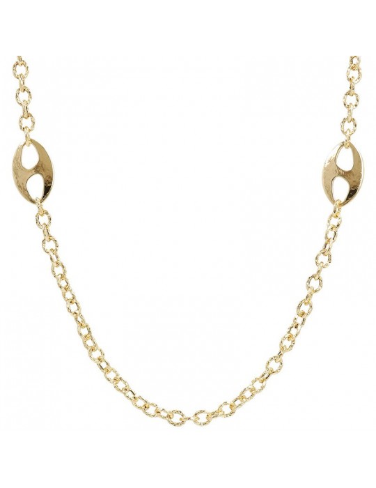 Etruscan Necklace-Ithaca-Rolò Chain-Hammered Marine Links-WSET00686.YG