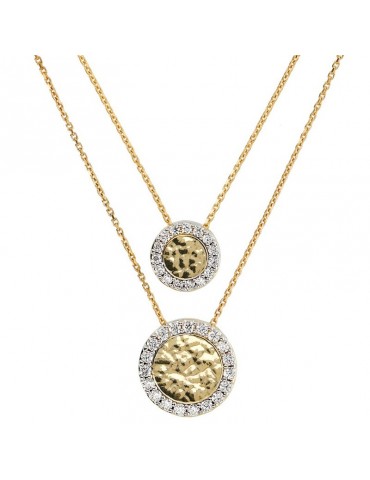 Etruscan Necklace - Ithaca - Disc Pendants-Cubic Zirconia-WSET00725.YG