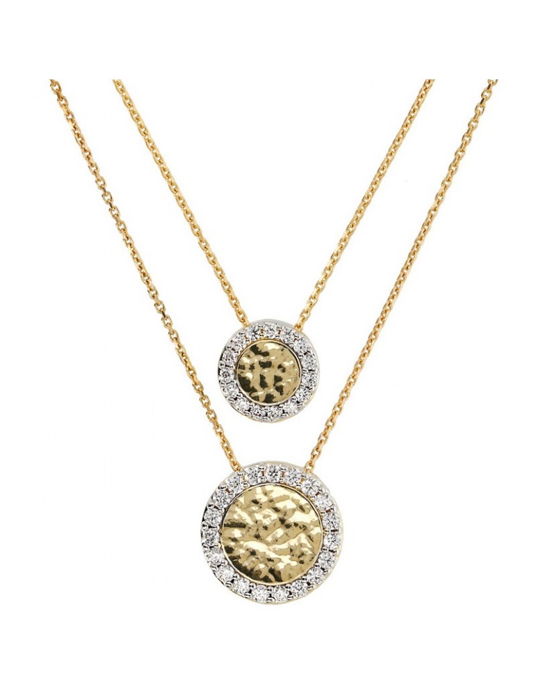 Etruscan Necklace - Ithaca - Disc Pendants-Cubic Zirconia-WSET00725.YG