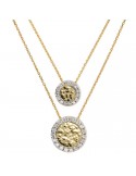 Etruscan Necklace - Ithaca - Disc Pendants-Cubic Zirconia-WSET00725.YG