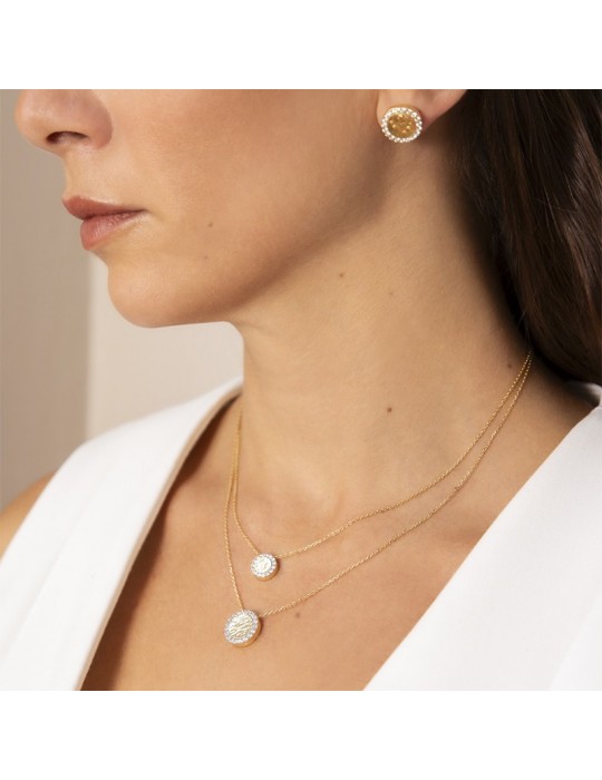 Etruscan Necklace - Ithaca - Disc Pendants-Cubic Zirconia-WSET00725.YG