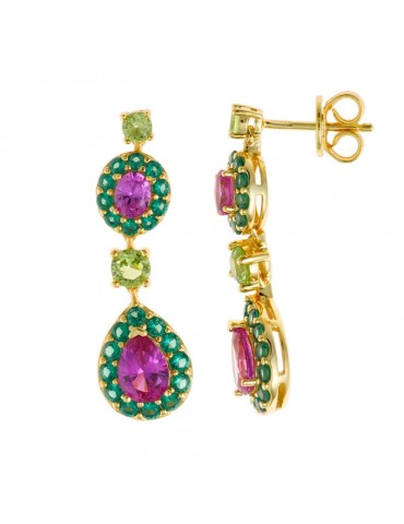Orecchini Salvatore Plata-Pendenti-Brillanti Sintetici Verdi-136A0745