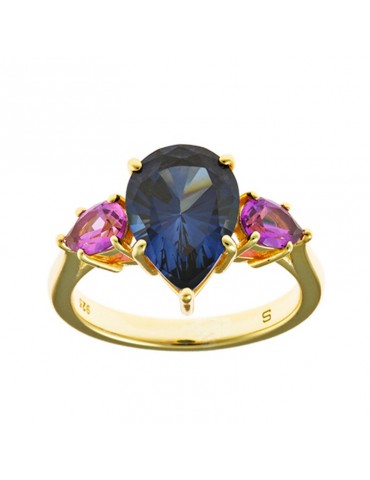 Anello Salvatore Plata-Vibrant-Zaffiro Sintetico-Misura 14-136S0402/14