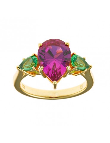 Anello Salvatore Plata -Vibrant-Rubino Sintetico-Tsavorite-136S0404/14