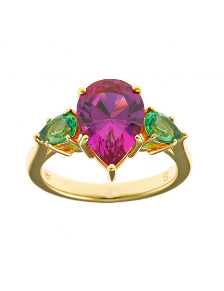Anello Salvatore Plata -Vibrant-Rubino Sintetico-Tsavorite-136S0404/14