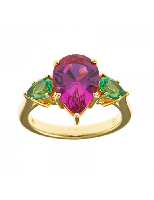 Salvatore Plata Ring -Vibrant-Synthetic Ruby-Tsavorite-136S0404/14