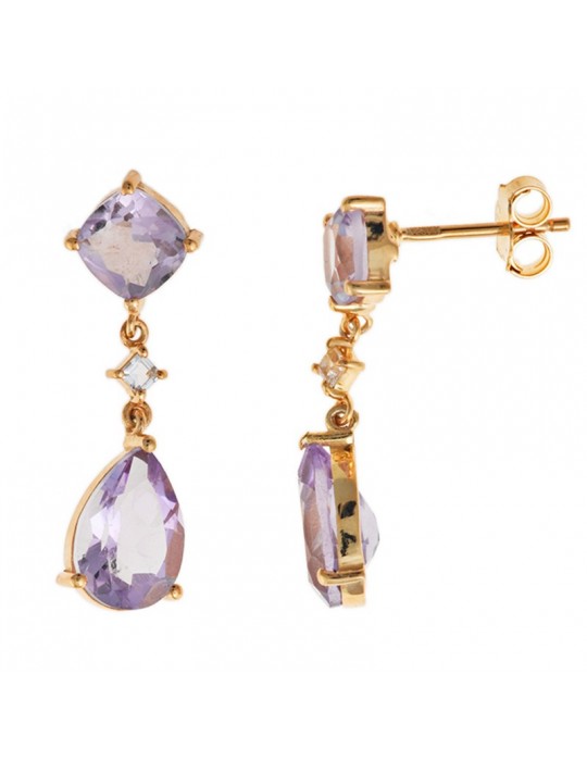Salvatore Plata earrings-Pendants-Gold-Amethyst-White Topaz-247A0080 Salvatore Plata earrings-Pendants-Gold-Amethyst-White Topaz-247A0080