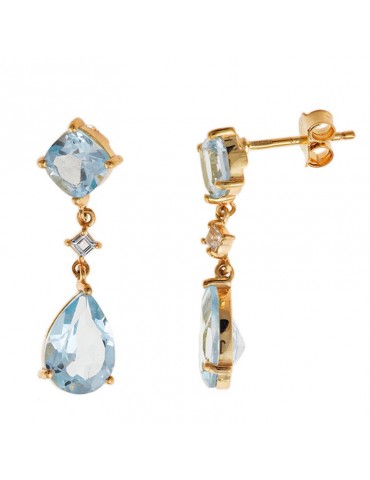 Salvatore Plata earrings-Pendants-Gold-Blue Topaz-White Topaz-247A0083
