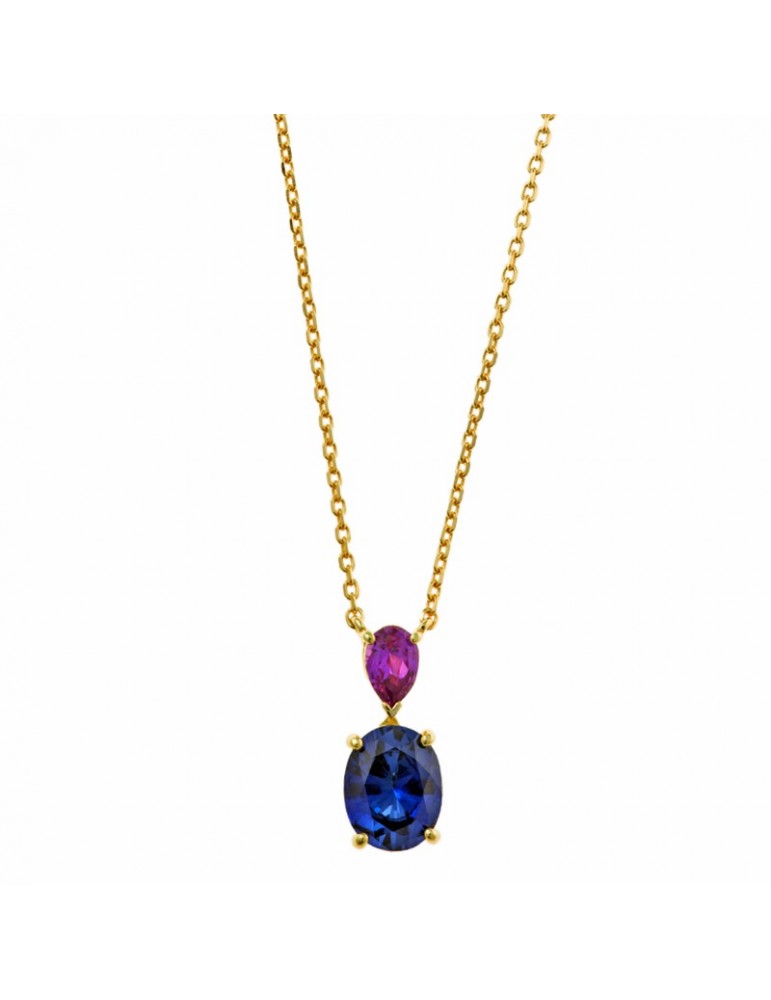 Collana Salvatore Plata - Vibrant-Pendente-Zaffiro Sintetico-136C0378