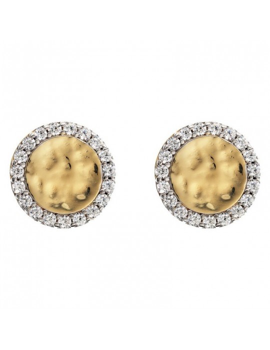 Etruscan Earrings - Ithaca Lobe - Disc - Cubic Zirconia -WSET00726.YG