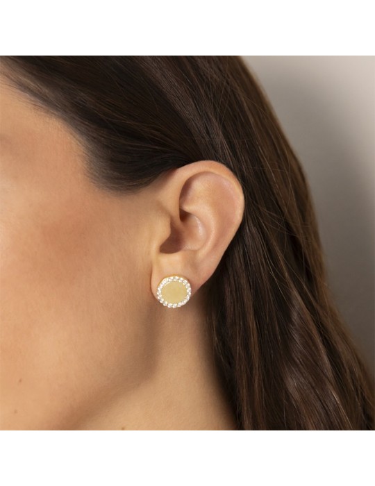 Etruscan Earrings - Ithaca Lobe - Disc - Cubic Zirconia -WSET00726.YG