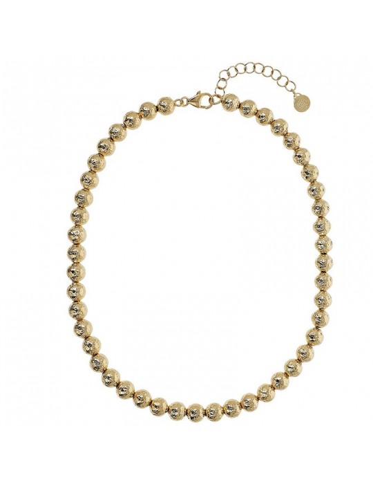 Etruscan Necklace - Ithaca - Choker-Gold-Hammered Spheres-WSET00758.YG