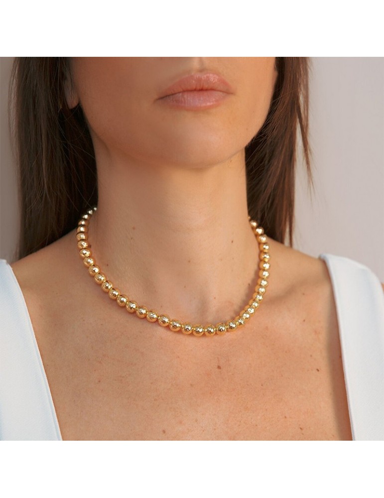 Collana Etrusca - Itaca - Girocollo-Gold-Sfere Martellate-WSET00758.YG