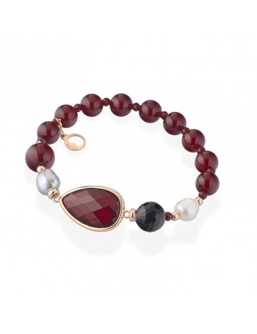 Lelune Glamour Bracelet - Carmen with Black Agate and Red Crystals - 18 cm - 0