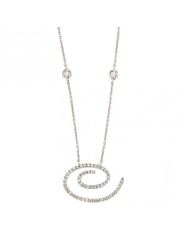 Collana Picca Donna - Spirale in Oro Bianco con Diamanti Naturali - 0