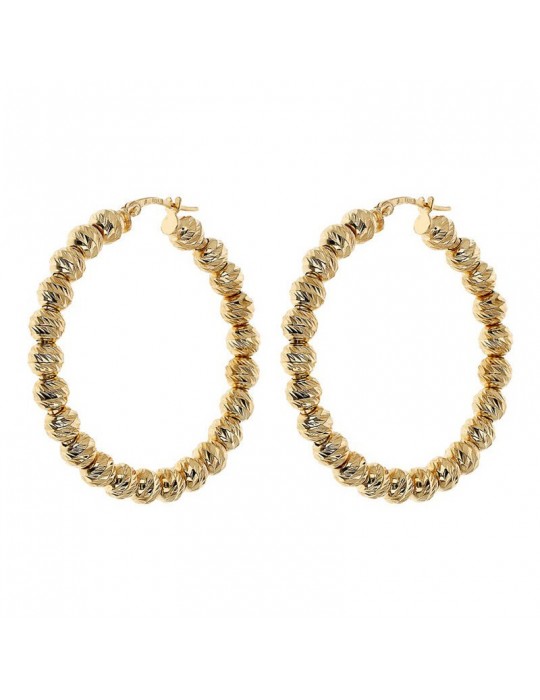 Etruscan Earrings - Itaca-Gold Circle-Diamond Spheres-WSET00809.YG