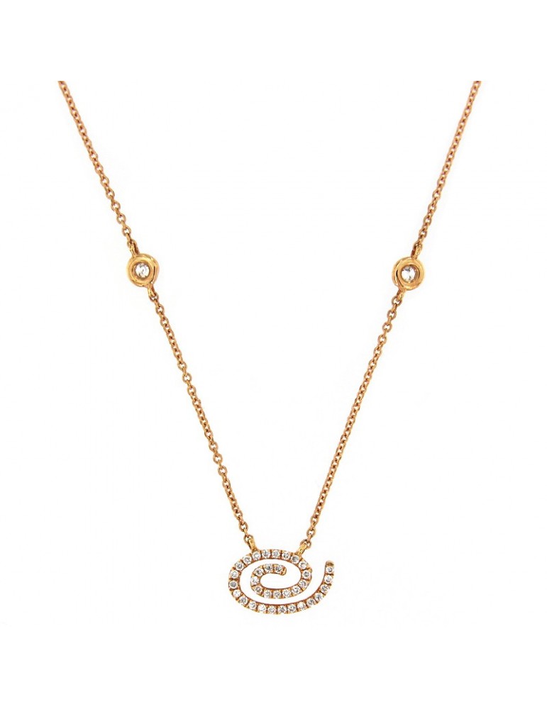 Collana Picca Donna - Spirale in Oro Rosa con Diamanti Naturali - 0