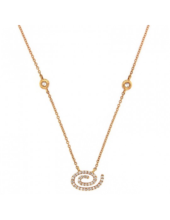 Collana Picca Donna - Spirale in Oro Rosa con Diamanti Naturali - 0