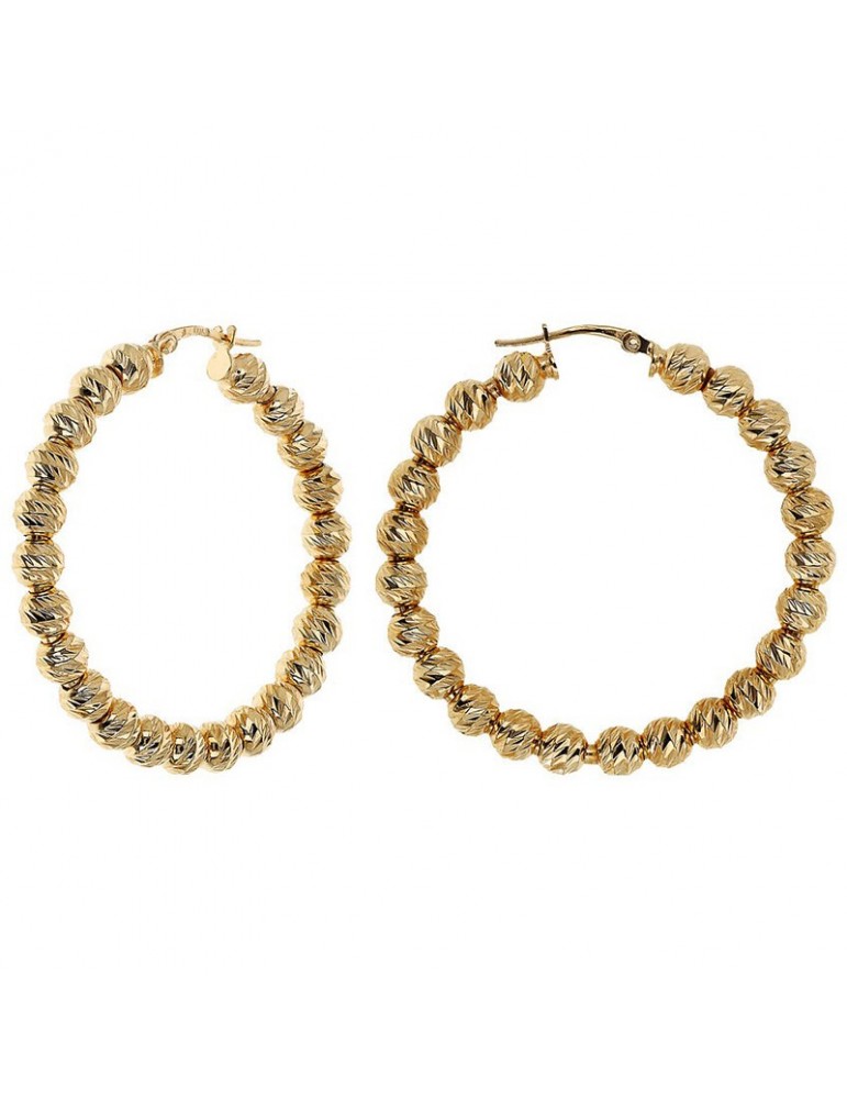 Etruscan Earrings - Itaca-Gold Circle-Diamond Spheres-WSET00809.YG