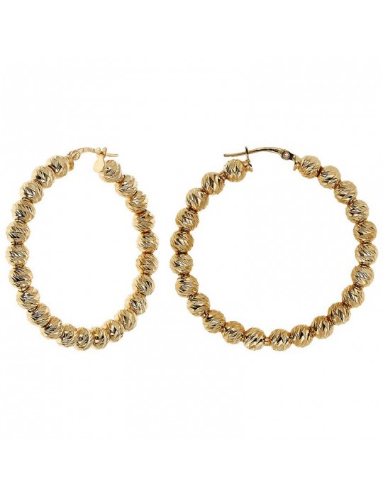 Etruscan Earrings - Itaca-Gold Circle-Diamond Spheres-WSET00809.YG