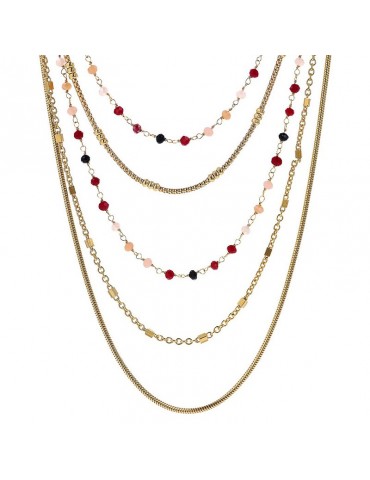Etruscan Necklace - Rosaries - Multistrand-Gold-Natural Stones-WSET00813.YG