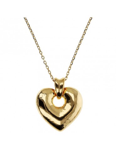 Etruscan Necklace - Itaca -Gold-Hammered Heart Pendant-WSET00820.YG