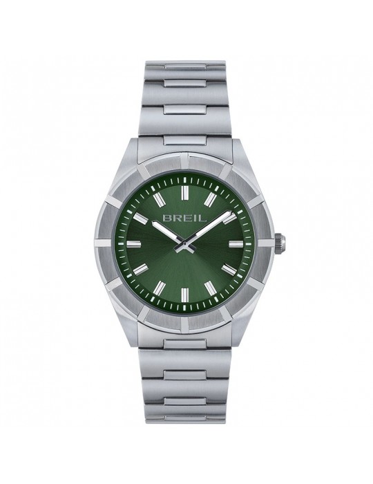Breil Men's Watch - B 12 H - Time and Date - Silver - 38mm - Green - TW2075