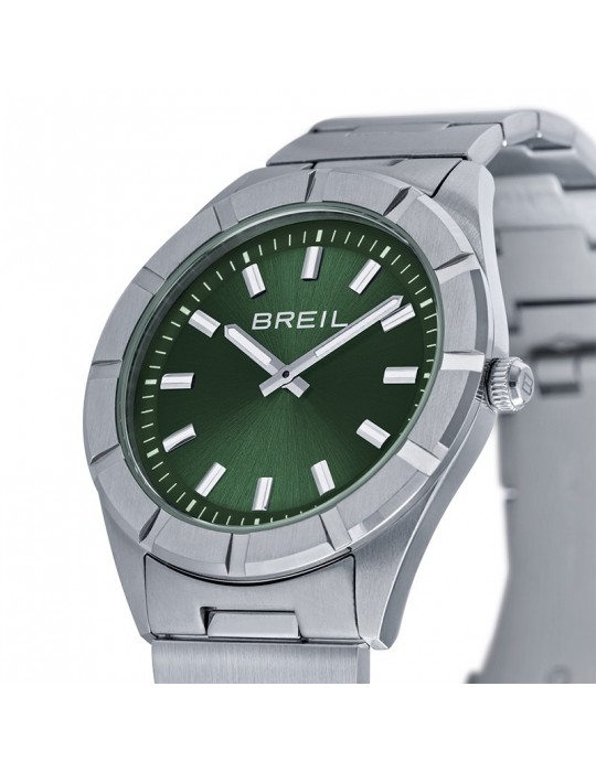Breil Men's Watch - B 12 H - Time and Date - Silver - 38mm - Green - TW2075