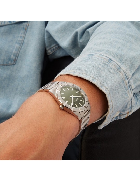 Breil Men's Watch - B 12 H - Time and Date - Silver - 38mm - Green - TW2075