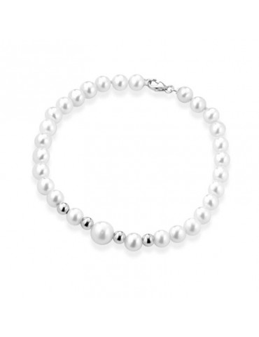 Lelune Bracelet - Young with 5.5-6 mm Cultured Pearls and 18K White Gold Spheres - 0