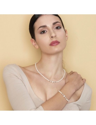 Lelune Bracelet - Young with 5.5-6 mm Cultured Pearls and 18K White Gold Spheres - 0 2