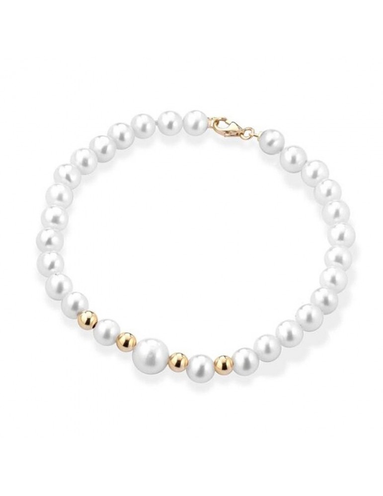 Lelune Bracelet - Young with 5.5-6 mm Cultured Pearls and 18K Yellow Gold Spheres - 0
