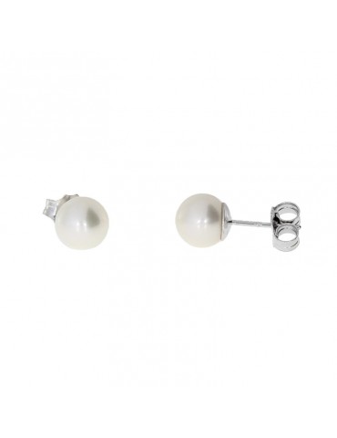 Orecchini Lelune - Classic in Oro Bianco 18 Carati con Perle 5,5-6 mm - LLEA00.60