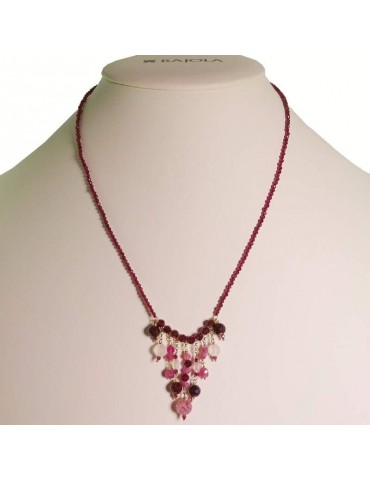 Rajola Necklace-Tindari-Silver 925% Gold-Gold-Garnet-Rose Quartz-454533
