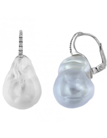 Orecchini Coscia - Oro Bianco - Perle Australia - Diamanti - P724 2