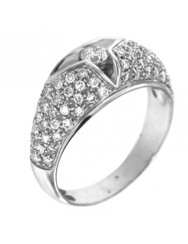 Anello Chimento Donna - in Oro Bianco con Diamanti Naturali da 0,89 ct - 0