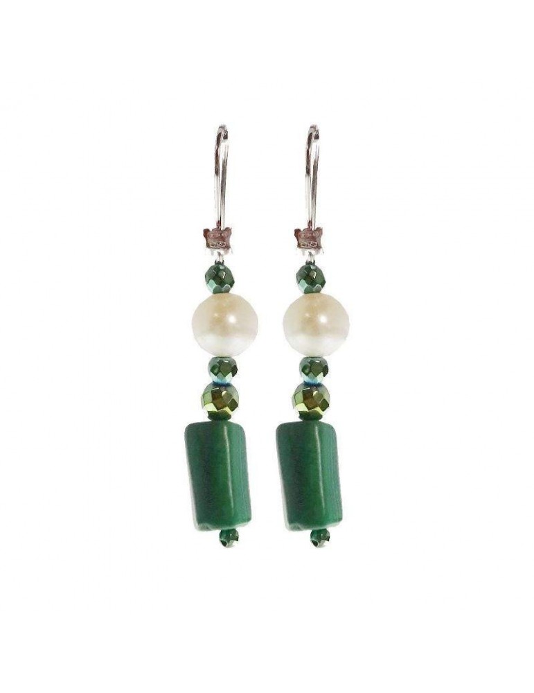 Rajola Earrings - Dance - Pendants - Pearls - Malachite - 544833OR