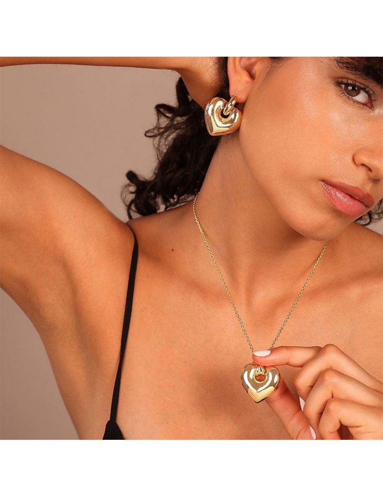 Etruscan Earrings - Ithaca - Gold - Rounded Heart Pendant-WSET00821.YG