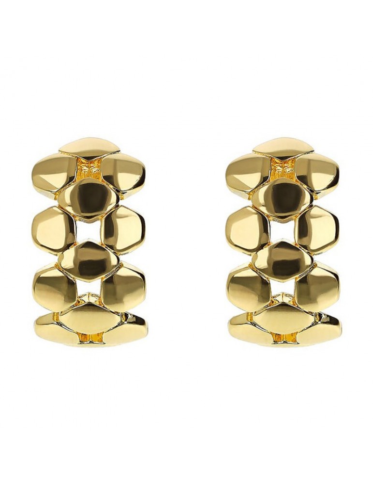 Etruscan-Ithaca earrings-Gold semicircle-Geometric mesh-WSET00836.YG