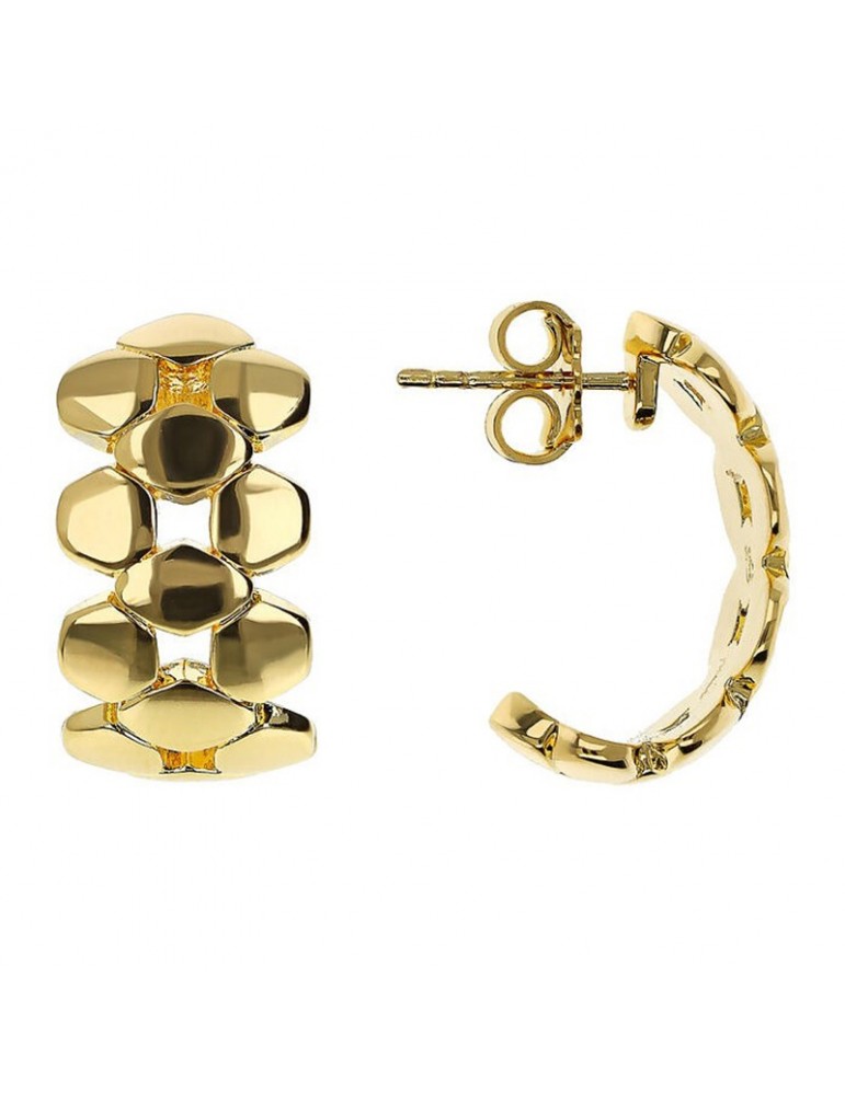Etruscan-Ithaca earrings-Gold semicircle-Geometric mesh-WSET00836.YG