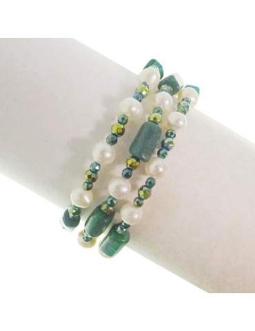 Rajola bracelet - Dance - Multistrand - Malachite - Pearls - 54483318