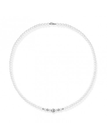 Lelune Necklace - Young with 4.5-5 mm Cultured Pearls and 18K White Gold Spheres - 0