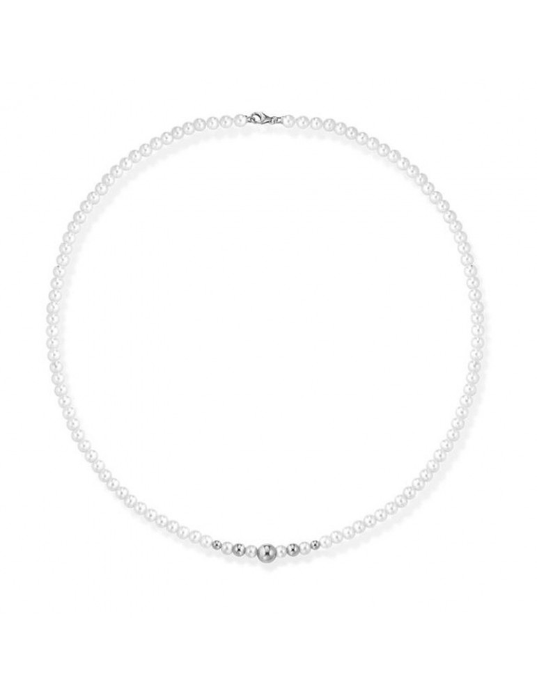Lelune Necklace - Young with 4.5-5 mm Cultured Pearls and 18K White Gold Spheres - 0