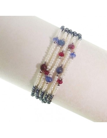 Rajola Bracelet - Magic - Multistrand - Blue Spinel - Pearls -54570318
