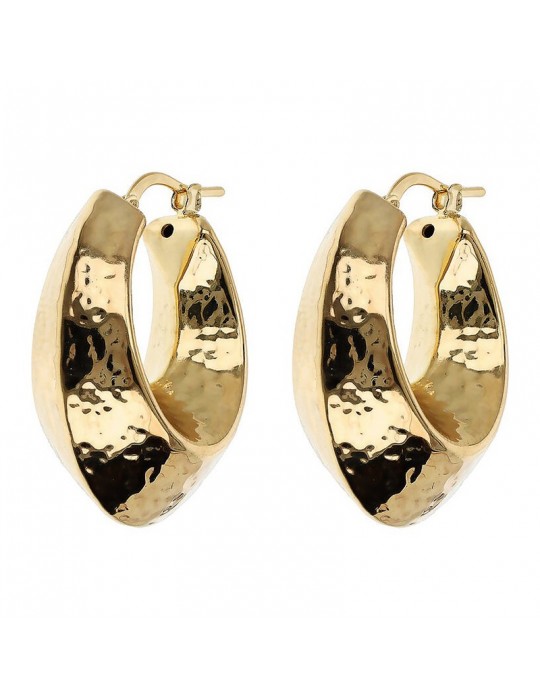 Etruscan earrings - Itaca - Gold-Oval-Shield-Hammered-WSET00839.YG