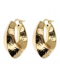 Etruscan earrings - Itaca - Gold-Oval-Shield-Hammered-WSET00839.YG