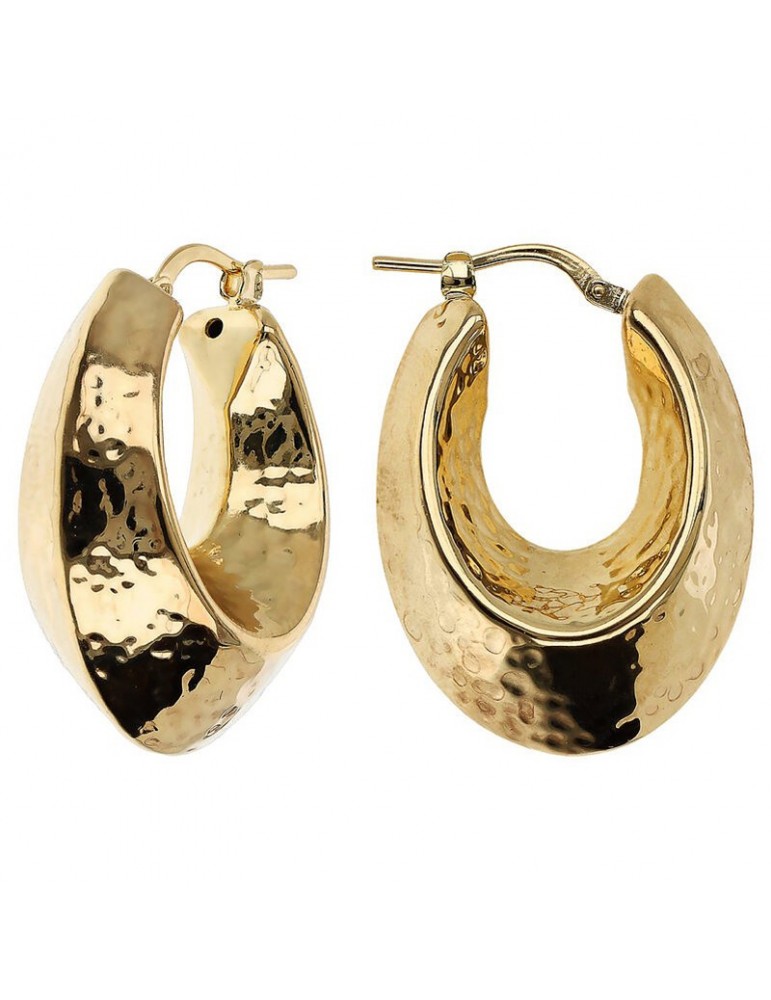 Etruscan earrings - Itaca - Gold-Oval-Shield-Hammered-WSET00839.YG