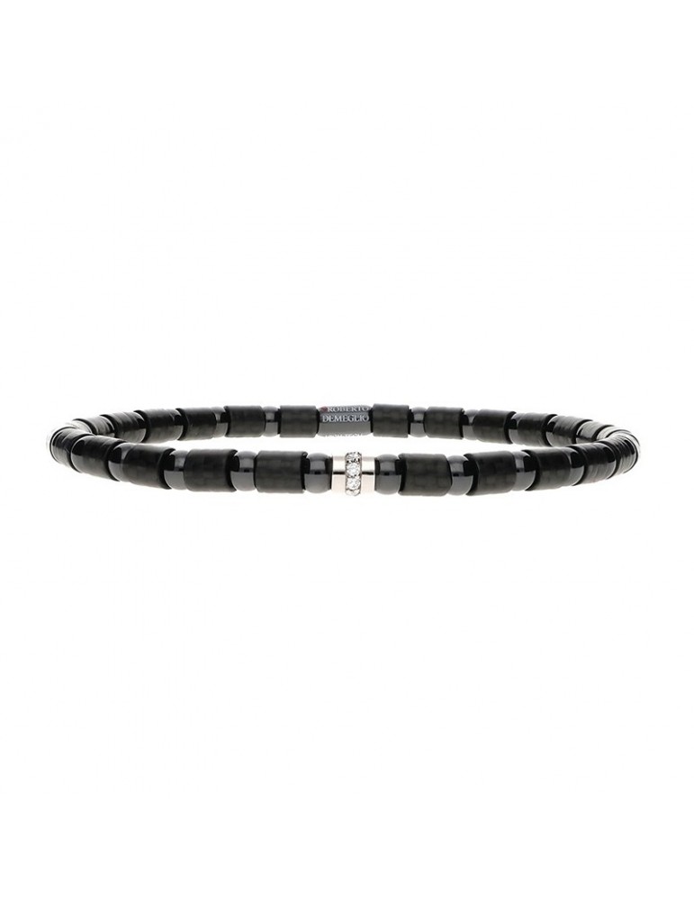 Bracciale Roberto Demeglio - in Carbonio e Ceramica Lucida con Diamanti Bianchi 0,07 carati - 9C4N1DBOB