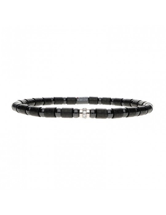 Bracciale Roberto Demeglio - in Carbonio e Ceramica Lucida con Diamanti Bianchi 0,07 carati - 9C4N1DBOB